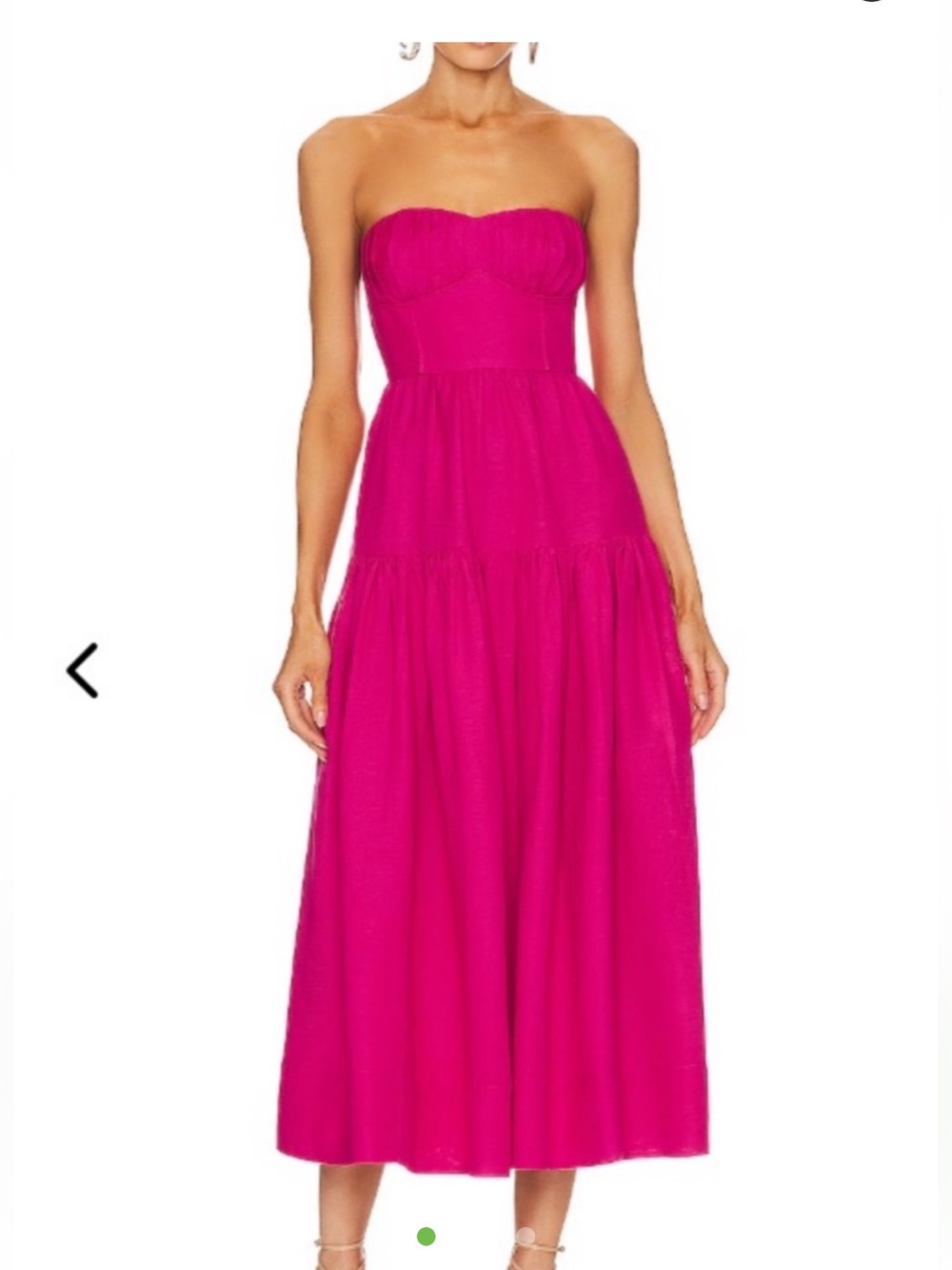 Shona Joy Strapless Midi Dress in Fuchsia Pink